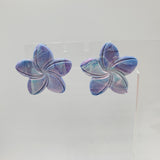 Plumeria Earrings - Shimmery Blue & Purple Waves