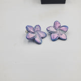 Plumeria Earrings - Shimmery Blue & Purple Waves