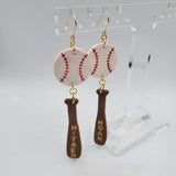Customizable Player & Team Baseball & Bat Dangle Earrings