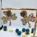 Shamrocks/Clovers with Celtic Knots Earrings (1.75") - Green or Multi-Orange - Sapphire-Passion