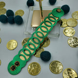 Circle Cutout Bracelet - Metallic Wool Felt - Sapphire-Passion