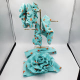 Turban Headband w/Blossom Flower (Baby) - Baby Blue Fox - Sapphire-Passion