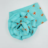 Turban Headband w/Blossom Flower (Baby) - Baby Blue Fox - Sapphire-Passion