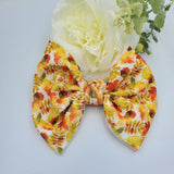 Bullet Fabric Bow (Kids) - Fall Leaves - Sapphire-Passion