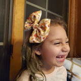 Bullet Fabric Bow (Kids) - Fall Leaves - Sapphire-Passion