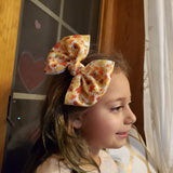 Bullet Fabric Bow (Kids) - Fall Leaves - Sapphire-Passion