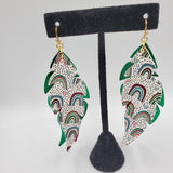 Triple Layered Feathered  Earrings (3.6") - Christmas Rainbows