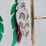 Triple Layered Feathered  Earrings (3.6") - Christmas Rainbows