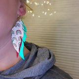 Triple Layered Feathered  Earrings (3.6") - Christmas Rainbows