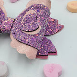 Zariah 3-D Heart Bow (4.5") - Magenta Glitter on Pink Pantina Metallic