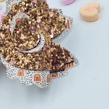 Zariah 3-D Heart Bow (4.5") - Copper Glitter on Rainbows