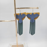 Bird Fringe (4 layers - 4") - Suede Blue Glitter & Green