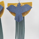 Bird Fringe (4 layers - 4") - Patina Pink, Tan Glitter Suede, White Glitter, and Topaz (1)