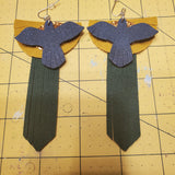 Bird Fringe (4 layers - 4") - Patina Pink, Tan Glitter Suede, White Glitter, and Topaz (1)