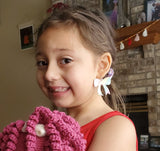 Bow Earrings (1.5") - Green Glitter