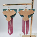 Bird Fringe (4 layers - 4") - Patina Pink, Tan Glitter Suede, White Glitter, and Topaz (2)
