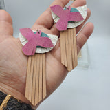 Bird Fringe (4 layers - 4") - Patina Pink, Tan Glitter Suede, White Glitter, and Topaz (1)