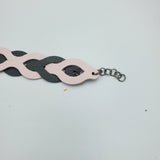 Round Oval Woven Bracelet (Adult) - Pink and Grey Leather