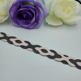 Round Oval Woven Bracelet (Adult) - Pink and Grey Leather
