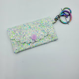 Jolie 2 Pocket Wallet - White Glitter Glow-In-The-Dark