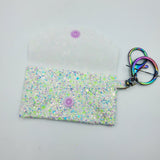 Jolie 2 Pocket Wallet - White Glitter Glow-In-The-Dark