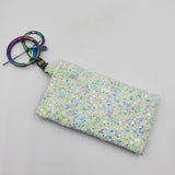 Jolie 2 Pocket Wallet - White Glitter Glow-In-The-Dark