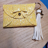 Franchi Pouchy  with Bow - Light Yellow Glitter w/keychain & Tassle