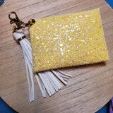 Franchi Pouchy  with Bow - Light Yellow Glitter w/keychain & Tassle