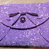 Franchi Pouchy  with Bow - Light purple Glitter w/keychain & Tassle