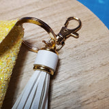 Franchi Pouchy  with Bow - Light Yellow Glitter w/keychain & Tassle