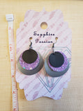 Circle Earrings, Layered - Various, Genuine, Faux & Printed Leather, Suede, Glitter Fabric, Charms - Sapphire-Passion