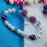 Aromatherapy Bracelets, Stretchy - Various, Peacock or Metallic with Lava Rocks - Sapphire-Passion