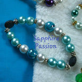Aromatherapy Bracelets, Stretchy - Various, Peacock or Metallic with Lava Rocks - Sapphire-Passion