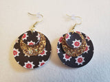 Circle Earrings, Layered - Various, Genuine, Faux & Printed Leather, Suede, Glitter Fabric, Charms - Sapphire-Passion
