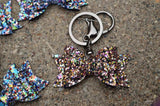Dolly Double Bow (2.5") Gunmetal Keychain - Various Colors - Sapphire-Passion