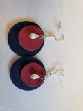 Circle Earrings, Layered - Various, Genuine, Faux & Printed Leather, Suede, Glitter Fabric, Charms - Sapphire-Passion