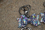 Dolly Double Bow (2.5") Gunmetal Keychain - Various Colors - Sapphire-Passion