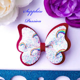 Butterfly Pinch Bow (3.5") - Various, Rainbow - Sapphire-Passion