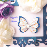 Butterfly Pinch Bow (3.5") - Various, Rainbow - Sapphire-Passion