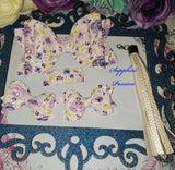 White Glitter with Pink &  Purple Roses Bows - Various Sizes - Sapphire-Passion