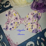 White Glitter with Pink &  Purple Roses Bows - Various Sizes - Sapphire-Passion