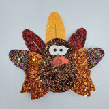 Turkey with Feathers Dolly Bow (4.5") - Various - Sapphire-Passion