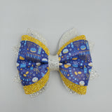 Phobe Bow (4.5") - Various, Hanukkah Candles Blue, White, & Yellow - Sapphire-Passion