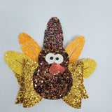 Turkey with Feathers Dolly Bow (4.5") - Various - Sapphire-Passion