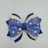 Phobe Bow (4.5") - Various, Hanukkah Candles Blue, White, & Yellow - Sapphire-Passion