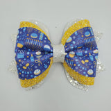Phobe Bow (4.5") - Various, Hanukkah Candles Blue, White, & Yellow - Sapphire-Passion