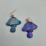Mushroom Earrings - Magical Blue & Purple