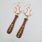 Customizable Player & Team Baseball & Bat Dangle Earrings