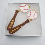 Customizable Player & Team Baseball & Bat Dangle Earrings