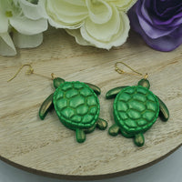 Turtles Earrings - Green Bronze Shimmer